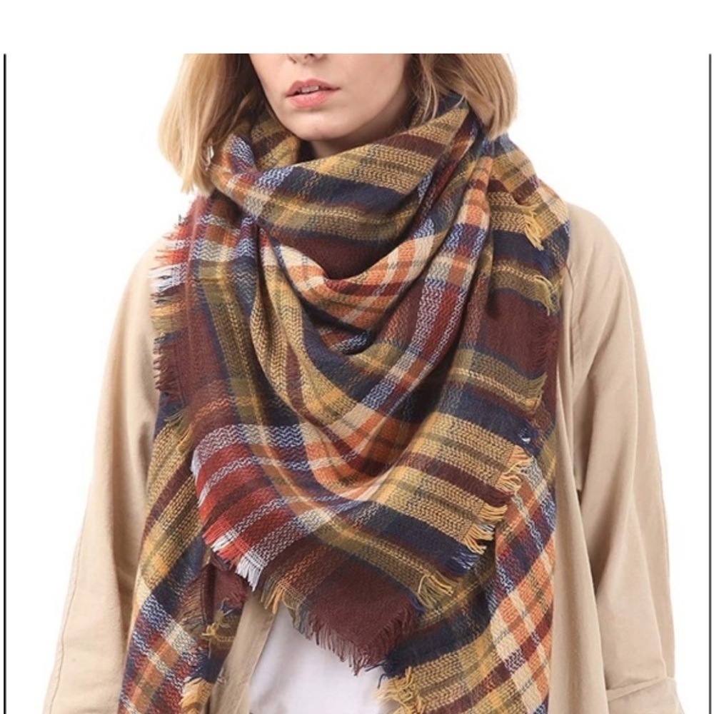 Cozy oversized blanket plaid scarf